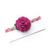 🌺 Berry Bloom – Purple Crocheted Rose Headband